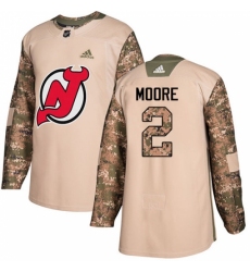 Men's Adidas New Jersey Devils #2 John Moore Authentic Camo Veterans Day Practice NHL Jersey