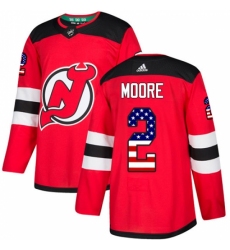 Men's Adidas New Jersey Devils #2 John Moore Authentic Red USA Flag Fashion NHL Jersey