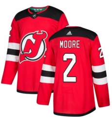 Men's Adidas New Jersey Devils #2 John Moore Premier Red Home NHL Jersey