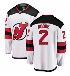 Men's New Jersey Devils #2 John Moore Fanatics Branded White Away Breakaway NHL Jersey