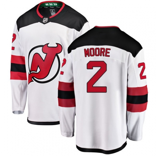 Men's New Jersey Devils #2 John Moore Fanatics Branded White Away Breakaway NHL Jersey Men's New Jersey Devils #2 John Moore Fanatics Branded White Away Breakaway NHL Jersey