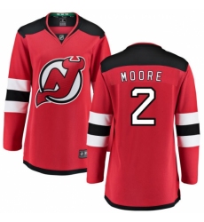 Women's New Jersey Devils #2 John Moore Fanatics Branded Red Home Breakaway NHL Jersey