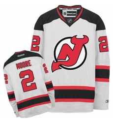 Women's Reebok New Jersey Devils #2 John Moore Authentic White Away NHL Jersey