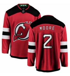 Youth New Jersey Devils #2 John Moore Fanatics Branded Red Home Breakaway NHL Jersey
