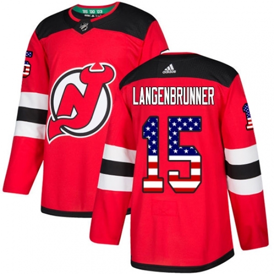 Men's Adidas New Jersey Devils #15 Jamie Langenbrunner Authentic Red USA Flag Fashion NHL Jersey Men's Adidas New Jersey Devils #15 Jamie Langenbrunner Authentic Red USA Flag Fashion NHL Jersey