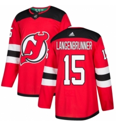Men's Adidas New Jersey Devils #15 Jamie Langenbrunner Premier Red Home NHL Jersey
