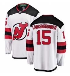 Men's New Jersey Devils #15 Jamie Langenbrunner Fanatics Branded White Away Breakaway NHL Jersey