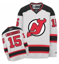 Men's Reebok New Jersey Devils #15 Jamie Langenbrunner Authentic White Away NHL Jersey