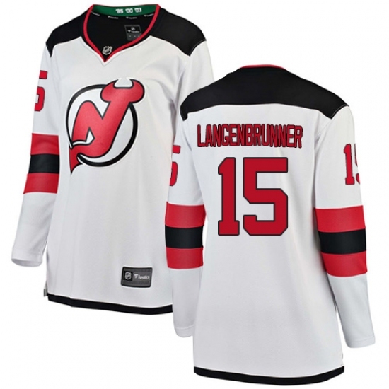 Women's New Jersey Devils #15 Jamie Langenbrunner Fanatics Branded White Away Breakaway NHL Jersey Women's New Jersey Devils #15 Jamie Langenbrunner Fanatics Branded White Away Breakaway NHL Jersey