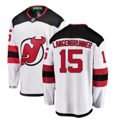 Youth New Jersey Devils #15 Jamie Langenbrunner Fanatics Branded White Away Breakaway NHL Jersey