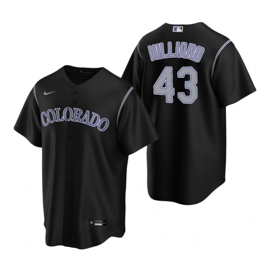 Men's Nike Colorado Rockies #43 Sam Hilliard Black Alternate Stitched Baseball Jersey Men's Nike Colorado Rockies #43 Sam Hilliard Black Alternate Stitched Baseball Jersey