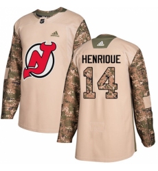 Men's Adidas New Jersey Devils #14 Adam Henrique Authentic Camo Veterans Day Practice NHL Jersey