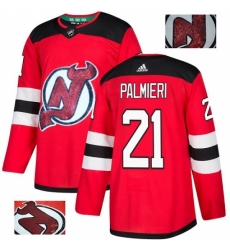 Men's Adidas New Jersey Devils #21 Kyle Palmieri Authentic Red Fashion Gold NHL Jersey