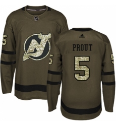 Men's Adidas New Jersey Devils #5 Dalton Prout Authentic Green Salute to Service NHL Jersey