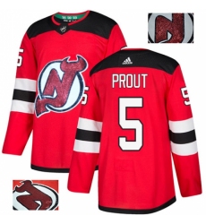 Men's Adidas New Jersey Devils #5 Dalton Prout Authentic Red Fashion Gold NHL Jersey