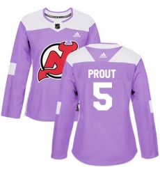 Women's Adidas New Jersey Devils #5 Dalton Prout Authentic Purple Fights Cancer Practice NHL Jersey