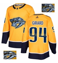 Men's Adidas Nashville Predators #94 Samuel Girard Authentic Gold Fashion Gold NHL Jersey