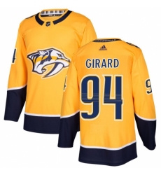 Men's Adidas Nashville Predators #94 Samuel Girard Authentic Gold Home NHL Jersey