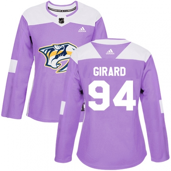 Women's Adidas Nashville Predators #94 Samuel Girard Authentic Purple Fights Cancer Practice NHL Jersey Women's Adidas Nashville Predators #94 Samuel Girard Authentic Purple Fights Cancer Practice NHL Jersey
