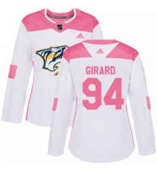 Women's Adidas Nashville Predators #94 Samuel Girard Authentic White/Pink Fashion NHL Jersey
