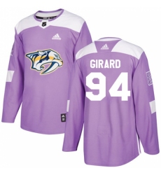 Youth Adidas Nashville Predators #94 Samuel Girard Authentic Purple Fights Cancer Practice NHL Jersey