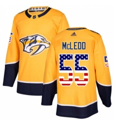 Men's Adidas Nashville Predators #55 Cody McLeod Authentic Gold USA Flag Fashion NHL Jersey