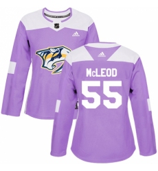Women's Adidas Nashville Predators #55 Cody McLeod Authentic Purple Fights Cancer Practice NHL Jersey