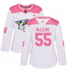 Women's Adidas Nashville Predators #55 Cody McLeod Authentic White/Pink Fashion NHL Jersey