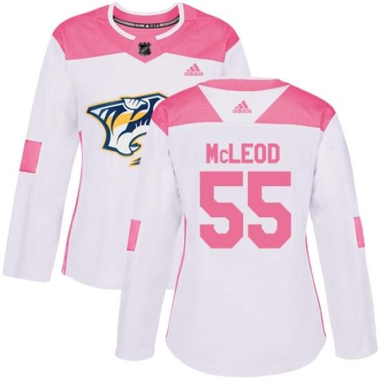 Women's Adidas Nashville Predators #55 Cody McLeod Authentic White/Pink Fashion NHL Jersey Women's Adidas Nashville Predators #55 Cody McLeod Authentic White/Pink Fashion NHL Jersey