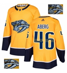 Men's Adidas Nashville Predators #46 Pontus Aberg Authentic Gold Fashion Gold NHL Jersey