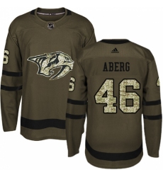 Men's Adidas Nashville Predators #46 Pontus Aberg Authentic Green Salute to Service NHL Jersey