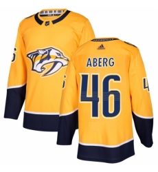 Men's Adidas Nashville Predators #46 Pontus Aberg Premier Gold Home NHL Jersey