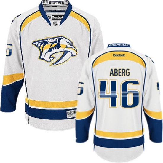 Men's Reebok Nashville Predators #46 Pontus Aberg Authentic White Away NHL Jersey Men's Reebok Nashville Predators #46 Pontus Aberg Authentic White Away NHL Jersey