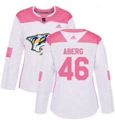 Women's Adidas Nashville Predators #46 Pontus Aberg Authentic White/Pink Fashion NHL Jersey