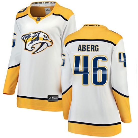 Women's Nashville Predators #46 Pontus Aberg Fanatics Branded White Away Breakaway NHL Jersey Women's Nashville Predators #46 Pontus Aberg Fanatics Branded White Away Breakaway NHL Jersey