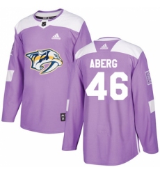 Youth Adidas Nashville Predators #46 Pontus Aberg Authentic Purple Fights Cancer Practice NHL Jersey