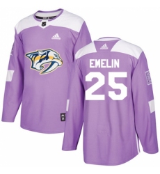 Men's Adidas Nashville Predators #25 Alexei Emelin Authentic Purple Fights Cancer Practice NHL Jersey