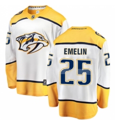 Men's Nashville Predators #25 Alexei Emelin Fanatics Branded White Away Breakaway NHL Jersey
