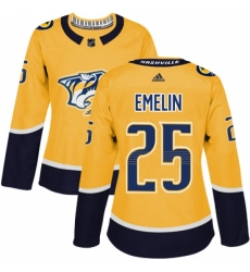 Women's Adidas Nashville Predators #25 Alexei Emelin Authentic Gold Home NHL Jersey Women's Adidas Nashville Predators #25 Alexei Emelin Authentic Gold Home NHL Jersey