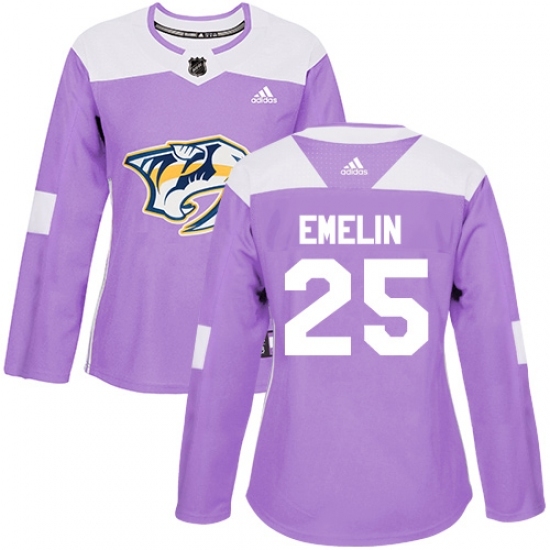 Women's Adidas Nashville Predators #25 Alexei Emelin Authentic Purple Fights Cancer Practice NHL Jersey Women's Adidas Nashville Predators #25 Alexei Emelin Authentic Purple Fights Cancer Practice NHL Jersey