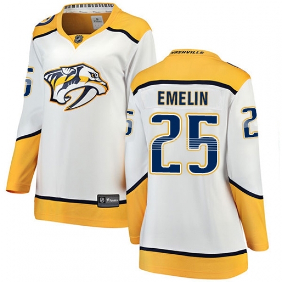Women's Nashville Predators #25 Alexei Emelin Fanatics Branded White Away Breakaway NHL Jersey Women's Nashville Predators #25 Alexei Emelin Fanatics Branded White Away Breakaway NHL Jersey