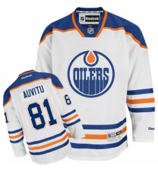 Men's Reebok Edmonton Oilers #81 Yohann Auvitu Authentic White Away NHL Jersey
