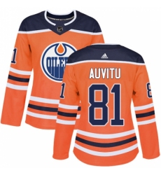 Women's Adidas Edmonton Oilers #81 Yohann Auvitu Authentic Orange Home NHL Jersey