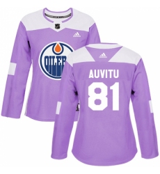 Women's Adidas Edmonton Oilers #81 Yohann Auvitu Authentic Purple Fights Cancer Practice NHL Jersey