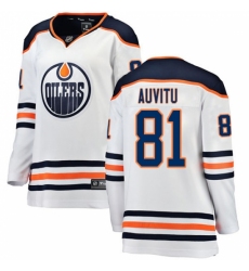 Women's Edmonton Oilers #81 Yohann Auvitu Authentic White Away Fanatics Branded Breakaway NHL Jersey