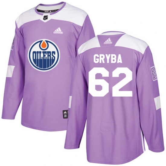 Men's Adidas Edmonton Oilers #62 Eric Gryba Authentic Purple Fights Cancer Practice NHL Jersey Men's Adidas Edmonton Oilers #62 Eric Gryba Authentic Purple Fights Cancer Practice NHL Jersey
