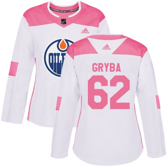 Women's Adidas Edmonton Oilers #62 Eric Gryba Authentic White/Pink Fashion NHL Jersey Women's Adidas Edmonton Oilers #62 Eric Gryba Authentic White/Pink Fashion NHL Jersey