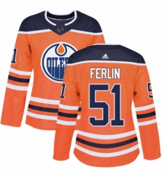 Women's Adidas Edmonton Oilers #51 Brian Ferlin Authentic Orange Home NHL Jersey