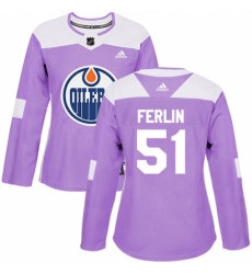Women's Adidas Edmonton Oilers #51 Brian Ferlin Authentic Purple Fights Cancer Practice NHL Jersey