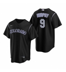 Men's Nike Colorado Rockies #9 Daniel Murphy Black Alternate Stitched Baseball Jersey